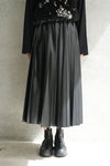 フェイクレザープリーツスカート-BLACK-