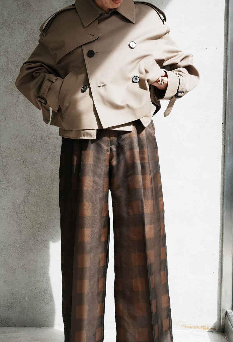 CROPPED TRENCH COAT/BIG FIT-BEIGE-