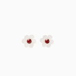 Floral Motif Earrings - clear