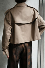 CROPPED TRENCH COAT/BIG FIT-BEIGE-