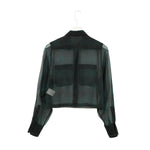 SHEER PLAID SHIRT-C/BROWN-