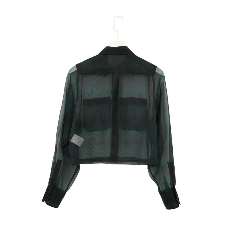SHEER PLAID SHIRT-C/BROWN-