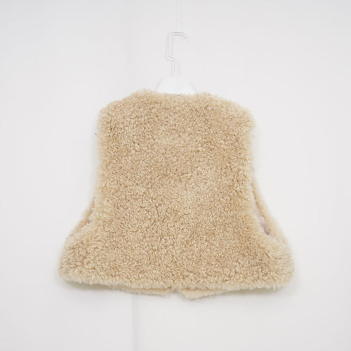 FAUX SHEARLING CROPPED VEST-CREAM-
