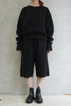 SLIT SLEEVE SWEAT -BLACK-