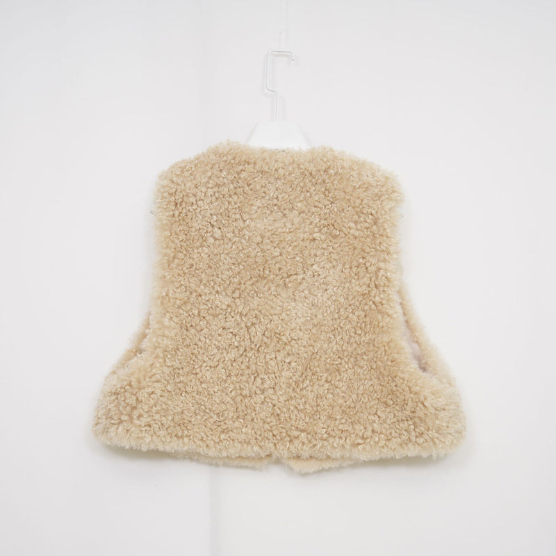 FAUX SHEARLING CROPPED VEST-BLACK-