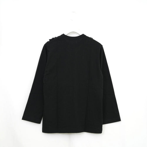 チュール刺繍カットソー-BLACK×SILVER-