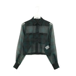 SHEER PLAID SHIRT-C/BROWN-