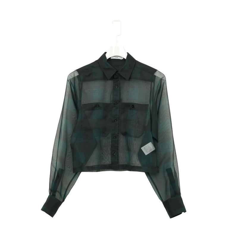 SHEER PLAID SHIRT-C/BROWN-