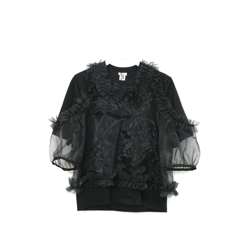 チュールレイヤードTOPS-BLACK-