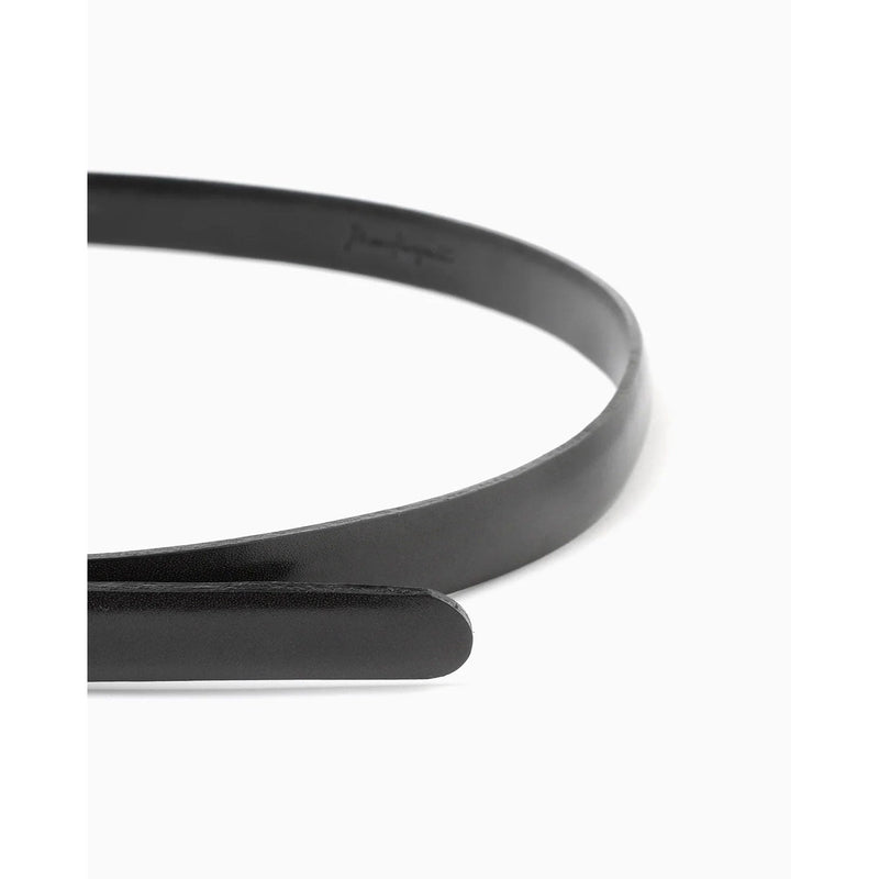 Cow Hide Leather Narrow Belt -GREY-