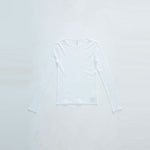 Cut-off long sleeve top -BEIGE-