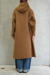 MELTON HOODED WORK COAT-BLACK-