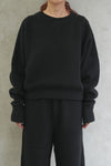 SLIT SLEEVE SWEAT -BLACK-