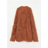 Shaggy V-Neck Cardigan-ORANGE-