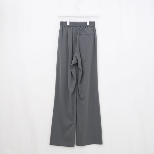 STRETCH WIDE-LEG PANTS-CHACOAL-