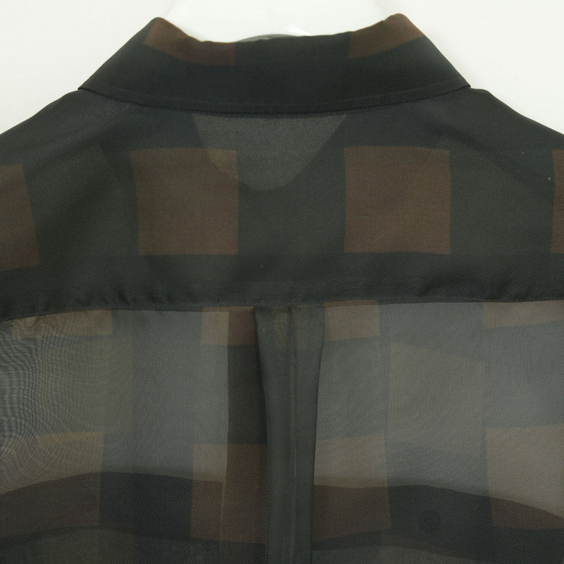 SHEER PLAID SHIRT-C/BROWN-