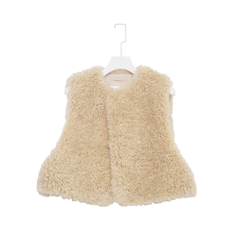 FAUX SHEARLING CROPPED VEST-CREAM-