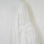 シャーリングバルーンスリーブTOPS-WHITE-