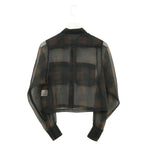 SHEER PLAID SHIRT-C/BROWN-