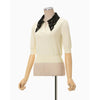 Embroidery Collar Knitted Top - ecru