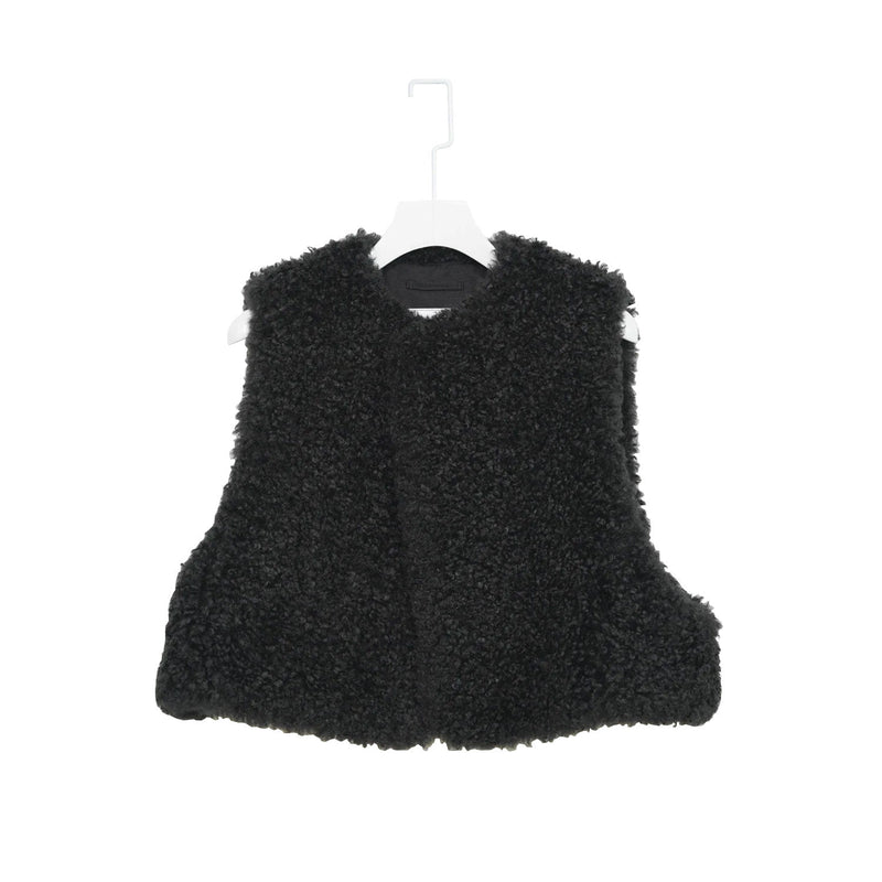FAUX SHEARLING CROPPED VEST-CREAM-