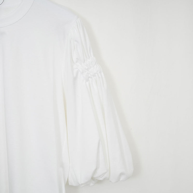 シャーリングバルーンスリーブTOPS-WHITE-