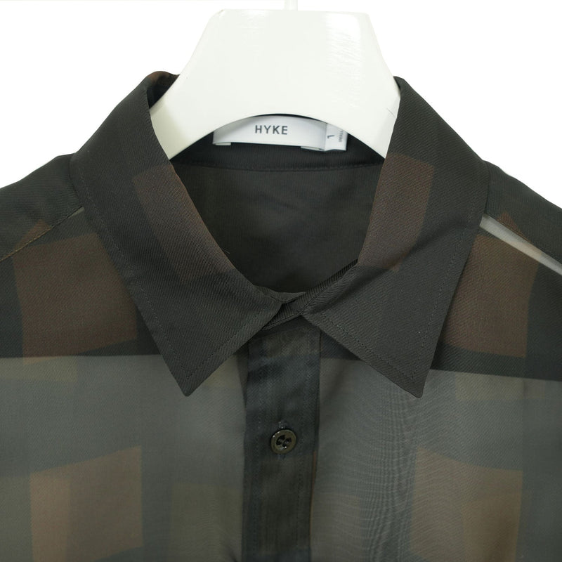 SHEER PLAID SHIRT-C/BROWN-