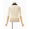 Embroidery Collar Knitted Top - ecru