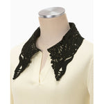 Embroidery Collar Knitted Top - ecru