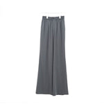 STRETCH WIDE-LEG PANTS-CHACOAL-