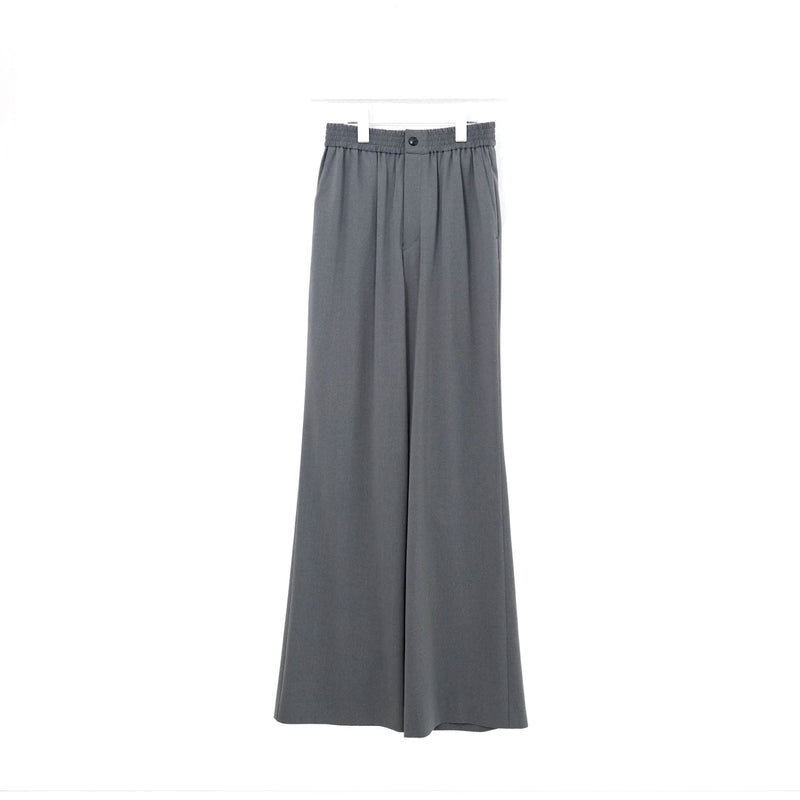STRETCH WIDE-LEG PANTS-CHACOAL-