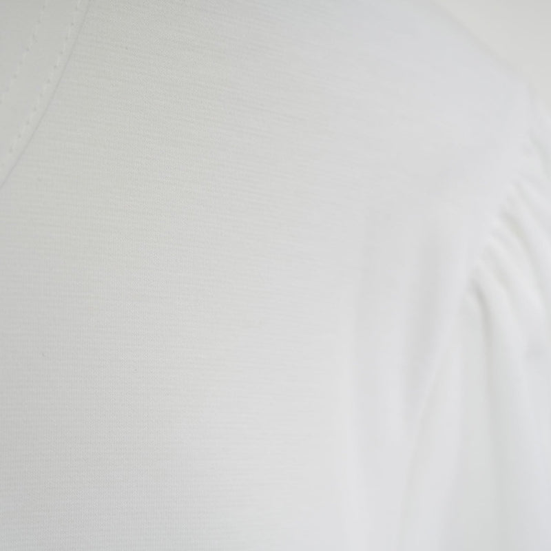 シャーリングバルーンスリーブTOPS-WHITE-