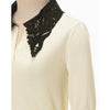 Embroidery Collar Knitted Top - ecru