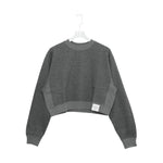 CROPPED SWEAT SHIRT-BLACK-