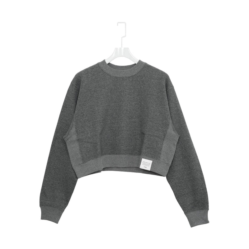 CROPPED SWEAT SHIRT-BLACK-