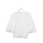 シャーリングバルーンスリーブTOPS-WHITE-