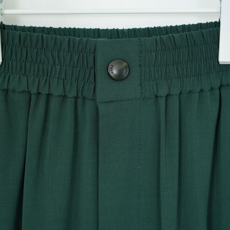 STRETCH WIDE-LEG PANTS-GREEN-