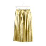 フェイクレザープリーツスカート-GOLD-