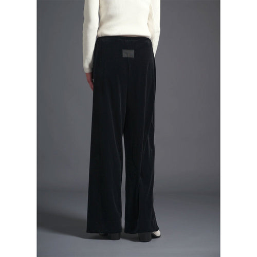 ALISON TROUSERS/ VELOUR SMOOTH -BLACK-