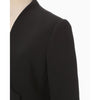 Acetate Polyester Collarless Double Breasted Suit Jacket - black