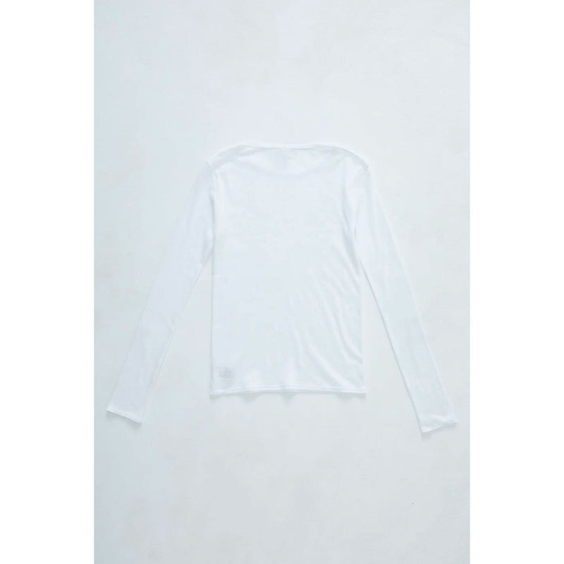 Cut-off long sleeve top -BEIGE-