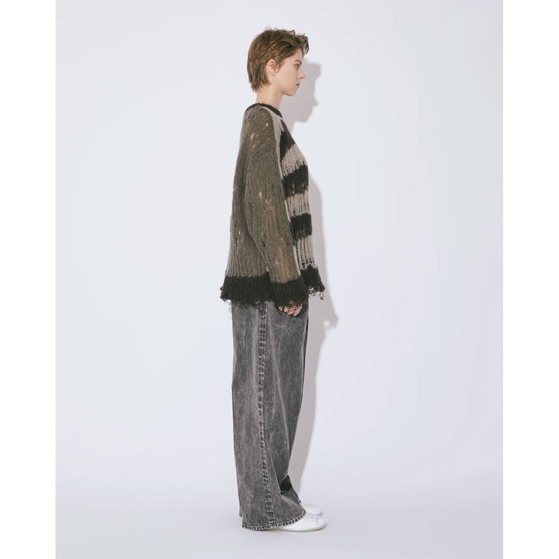 flip wooledmohair damaged pullover-dark brown-