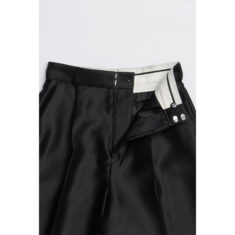 Organza Bermuda Pants-BLACK-