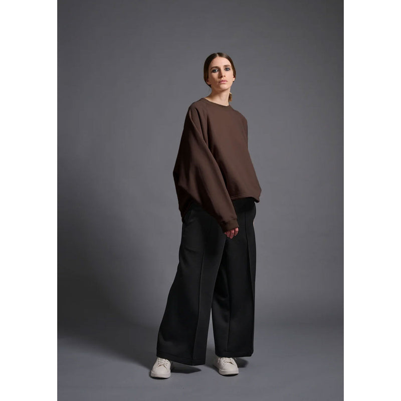 KAYA TUCKED HEM TOP -CHOCOLATE-