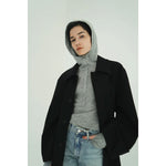 WOOL RIB HOODED TIGHT TOPS -BLACK-