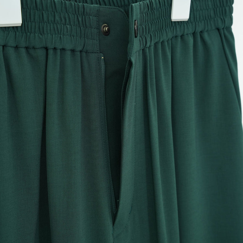 STRETCH WIDE-LEG PANTS-GREEN-