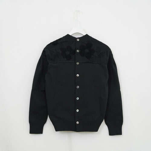 花柄インターシャニット-BLACK-