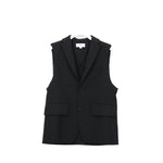 DOESKIN SLEEVELESS BLAZER-BLACK-