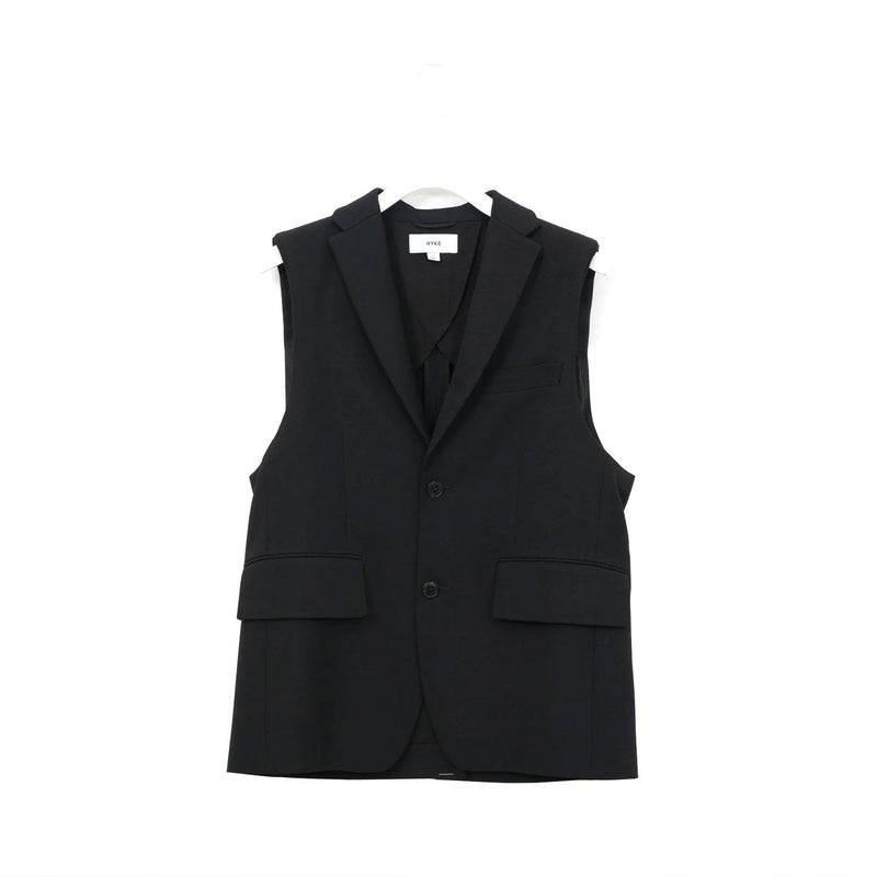 DOESKIN SLEEVELESS BLAZER-BLACK-