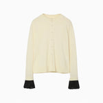 Detachable Embroidery Cuff Knitted Cardigan-black-